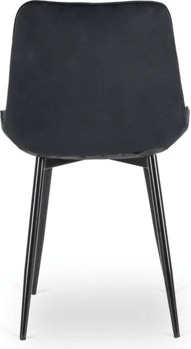 Krzesło Tapicerowane do Jadalni CHRIS Czarne Welurowe Nowoczesne Loft