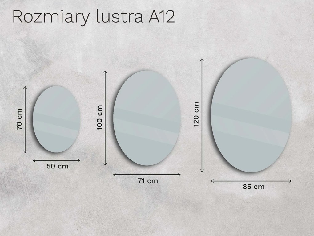 Owalne LED lustro do łazienki z oświetleniem A12