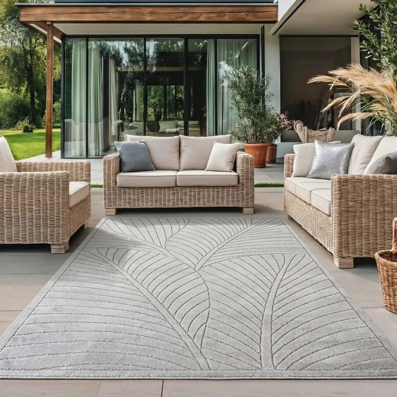 Dywan uniwersalny Nova 3D Motyw Roślinny szary 160 cm x 230 cm