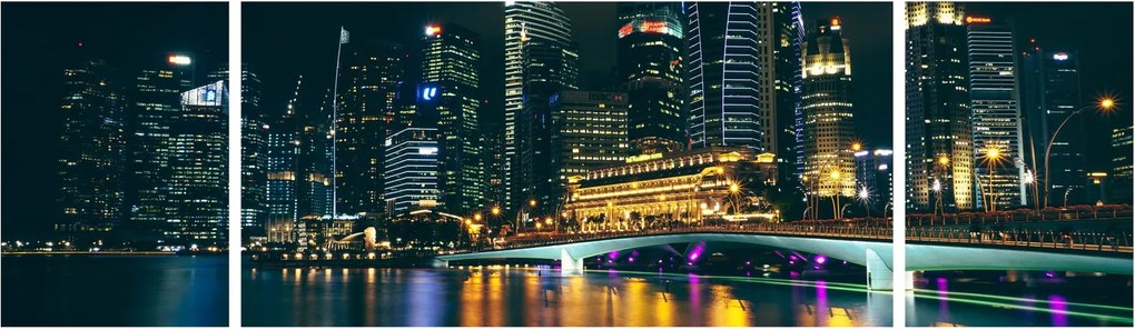 Obraz Singapuru nocą (170x50 cm)