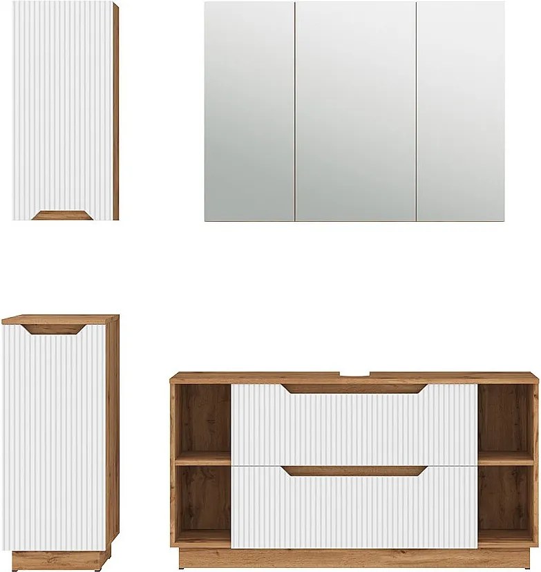 Zestaw mebli łazienkowych dąb/białe paski 119.2x35x62.5 lotta