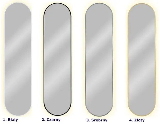 Srebrne wąskie lustro led 155x40 cm T4-Z33