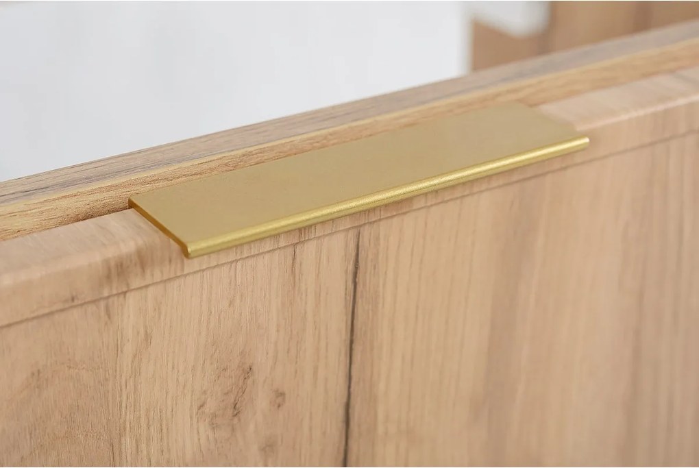 Szafka łazienkowa, dąb craft / biały, uchwyt złoty, 120 ( 2 x 60) x 46 x 57 cm