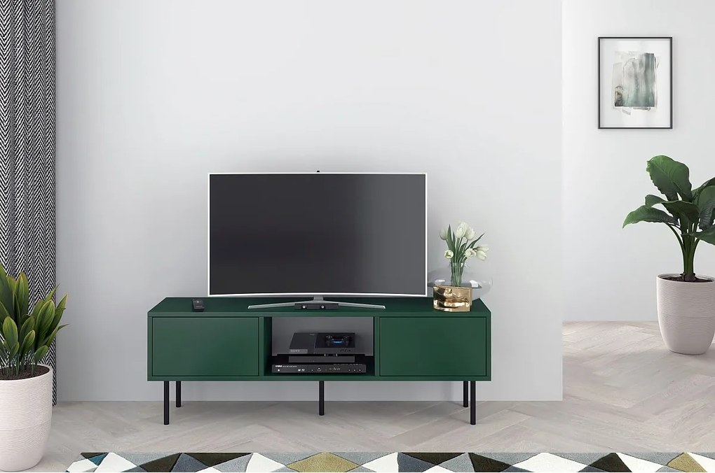 Zielona nowoczesna komoda RTV Dancan MIRKA / szer. 130 cm