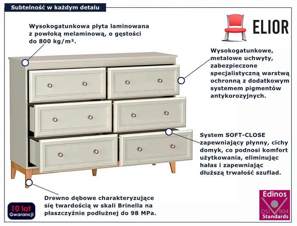 Kaszmirowa komoda z szufladami H6-B33