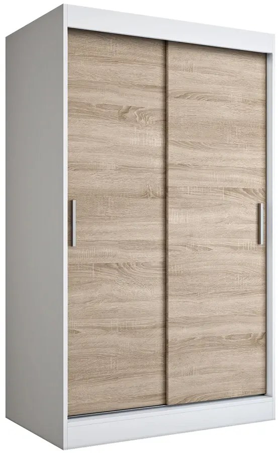 Szafa przesuwna biel + dąb sonoma 120 cm - Erco 3X