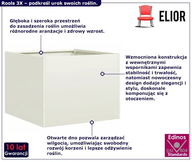 Biała stylowa donica tarasowa - Dolo 3X