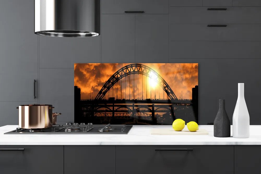 Panel Szklany do Kuchni Monumentalna Konstrukcja Mostu