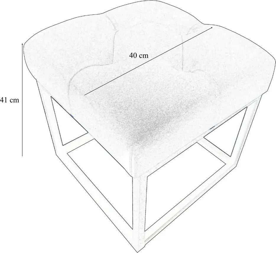 Pufa CHESTERFIELD tkanina Welur loft ławka podnóżek metal : Kolor Stelaża - Biały, Kolor tkaniny - VELVET - MG06, Typ tkaniny - Velvet