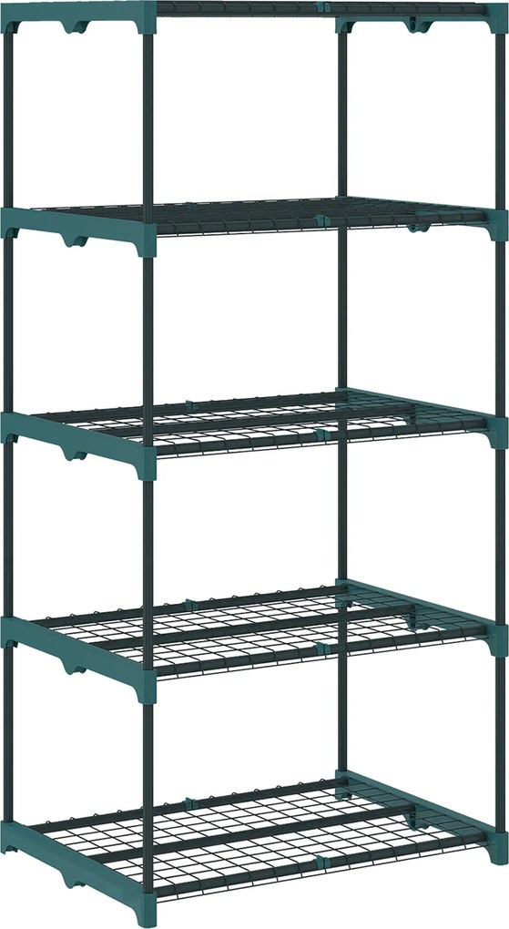 Outsunny 5-poziomowy stojak na rośliny, 138 cm wysokości, stojak na kwiaty do wnętrz i na zewnątrz, regał na rośliny ze stali, Ciemnozielony | Aosom PL