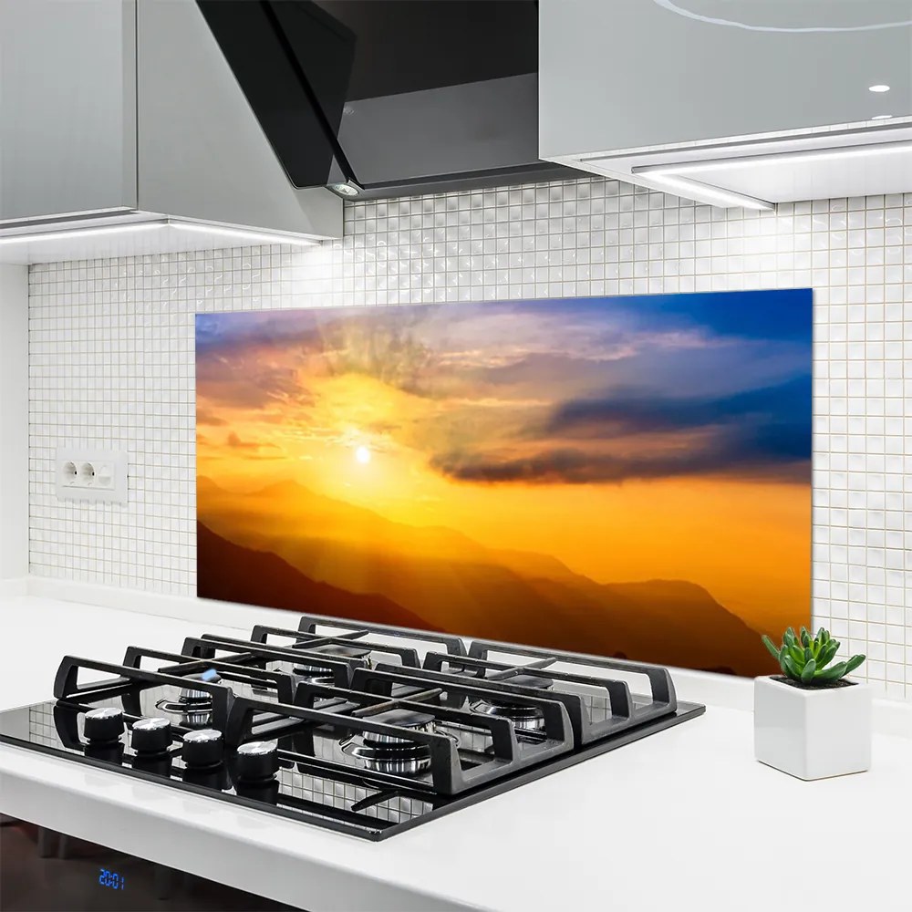 Szkło Dekoracyjne do Kuchni Szczyty Gór w Słońcu