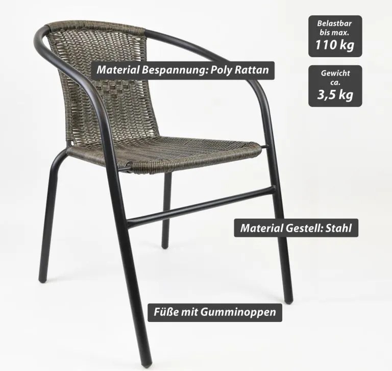 Zestaw krzeseł ogrodowych, ciemnoszarych, 2 szt