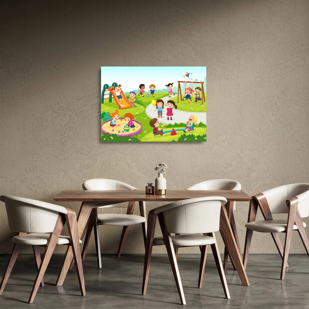 Obraz na szkle dziecięcych zabaw w piaskownicy (70x50 cm)