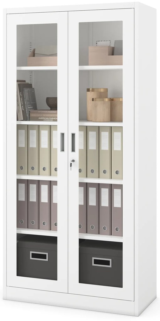 Szafa przeszklona medyczna, witryna lekarska AMELIA, 900 x 1850 x 400 mm, biała