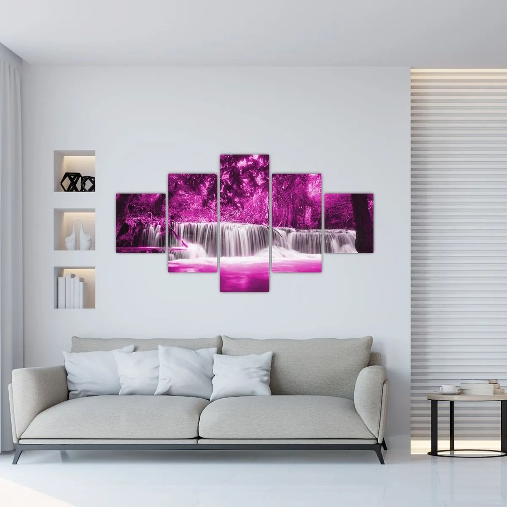 Obraz - Wodospad, fioletowy (125x70 cm)