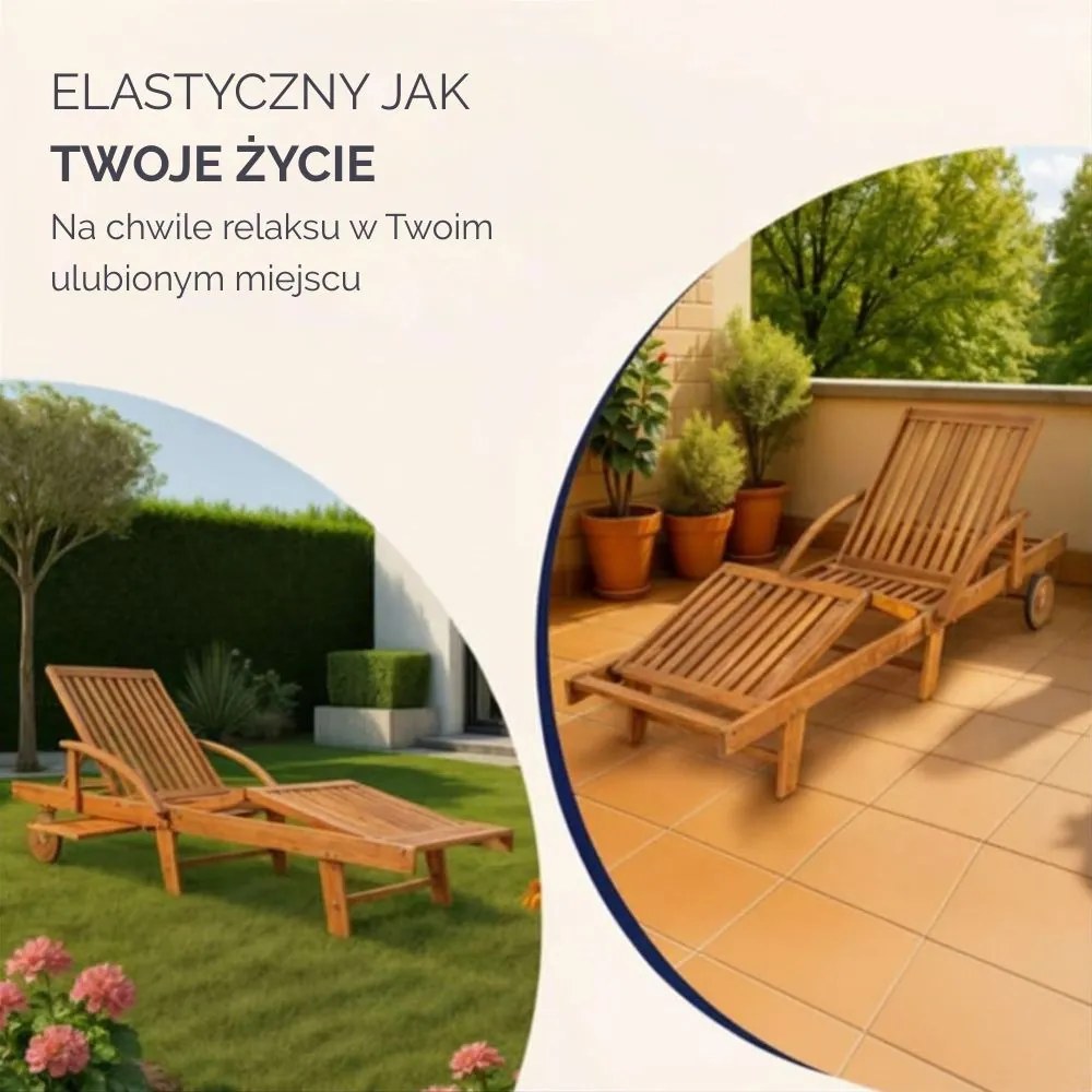 Leżak ogrodowy TAMI SUN, 195,5x69x85cm, naturalny brąz Jurhan