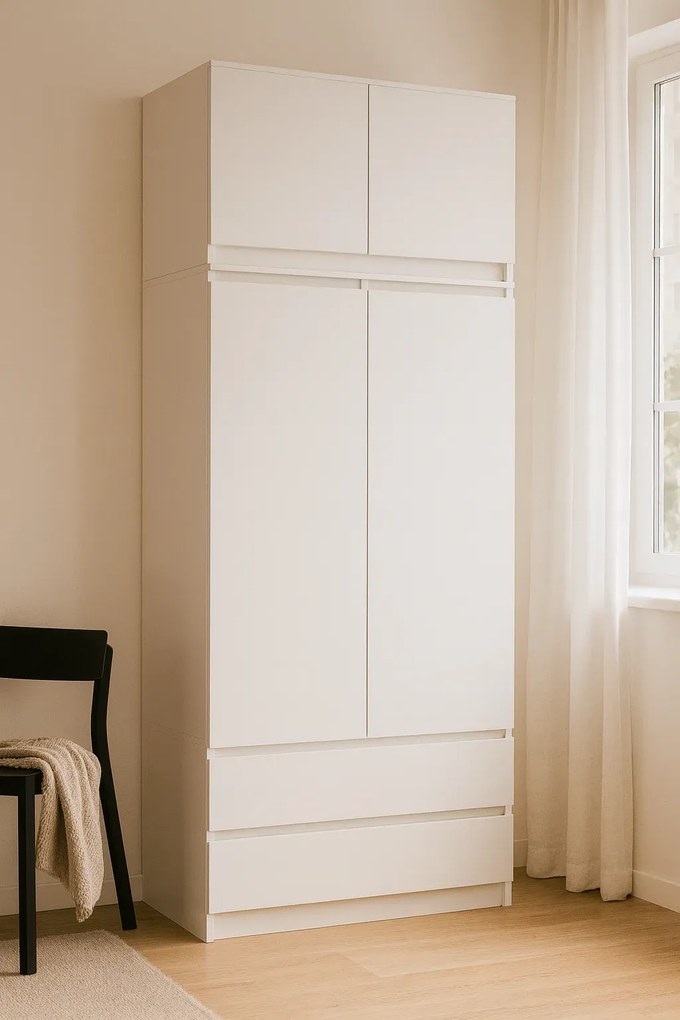 Biała Szafa Do Garderoby Z Nadstawką Z4-E11