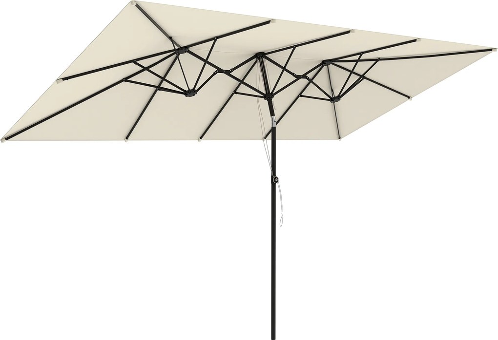 Outsunny Parasol Ogrodowy 150x295cm Podwójny Daszek Regulacja Kremowy | Aosom PL