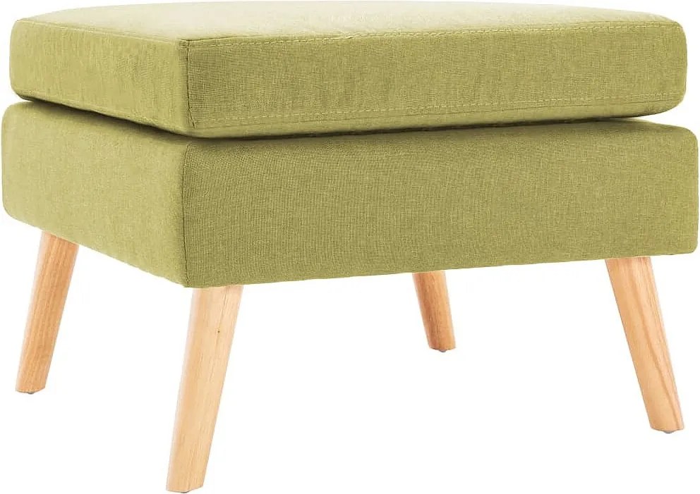 Zielony kwadratowy podnóżek z miękkiej tkaniny poliestrowej z ramą z litego drewna – Styl nowoczesny, 54x54x43,5 cm