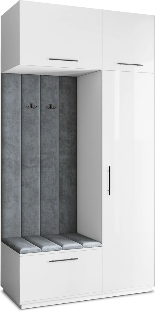 Masseno Garderoba REMA 120/240/60 cm Nowoczesna Szafa do Przedpokoju Biała, MONOLITH 85 (Szary)