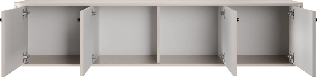 Szafka RTV wisząca Vesper 4D 187 cm - kaszmir / czarne uchwyty