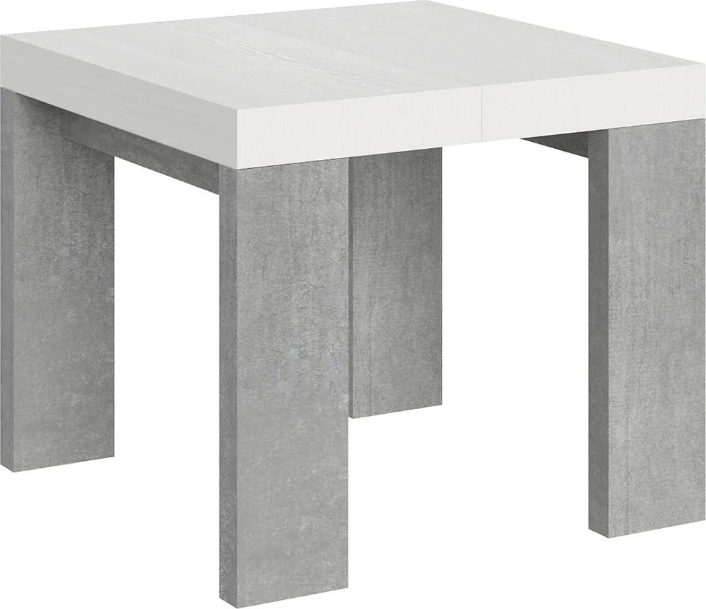 Stół rozkładany 90x90/246 cm Roxell Mix Biały jesionowy blat - Nogi cementowe