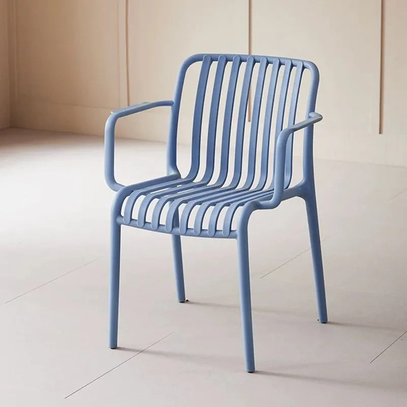 Plastowe krzesło TREGO z podłokietnikami, niebieskie