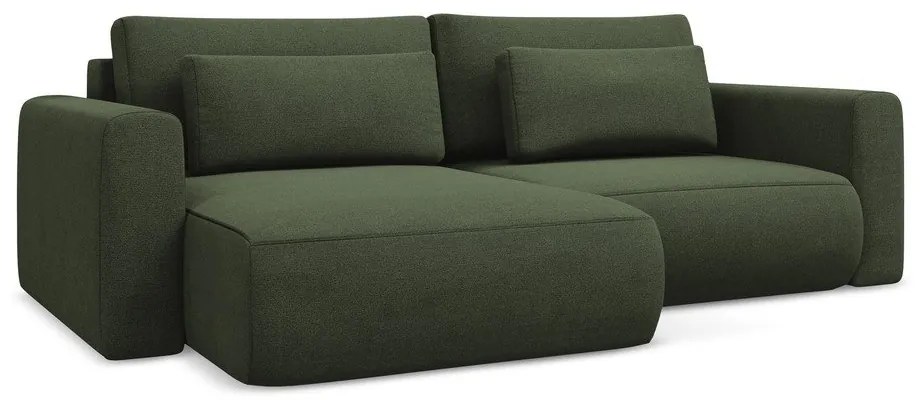 Rozkładany/ze schowkiem narożnik (lewostronny/z szezlongiem) w kolorze khaki Kapua – Makamii