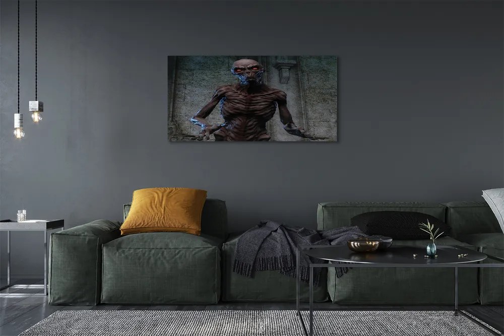 Obraz drukowany na płótnie Straszna Postać w Budynku