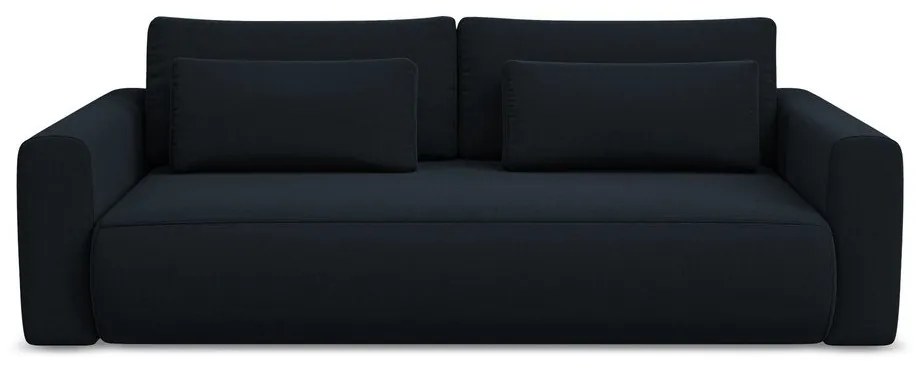 Ciemnoniebieska aksamitna rozkładana/ze schowkiem sofa 238 cm Kapua – Makamii