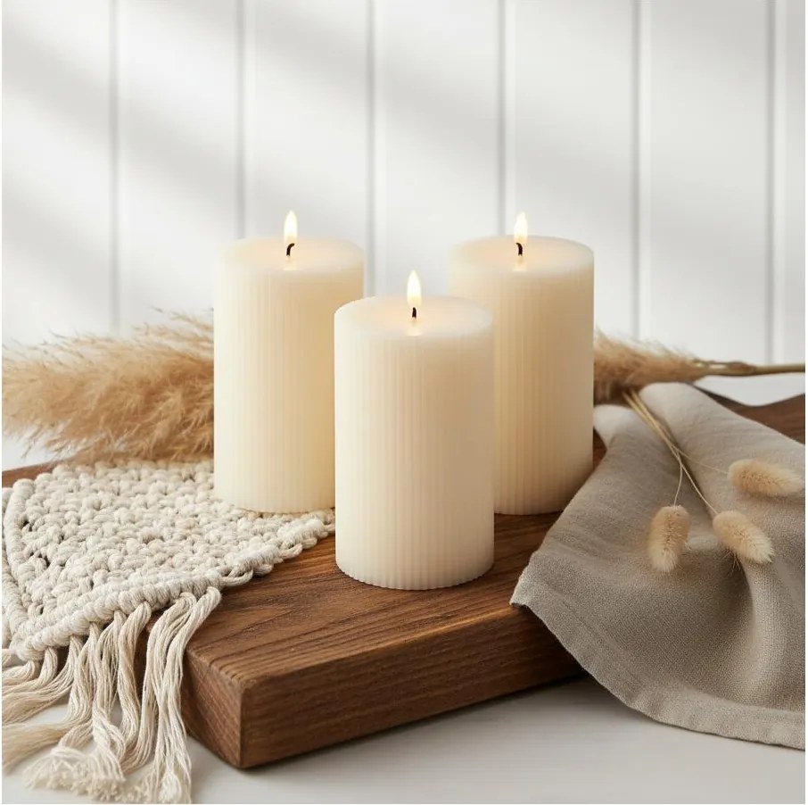 Zestaw 3x świec LED BRILLO LED/3xAAA 12,5 cm kremowe + zdalne sterowanie