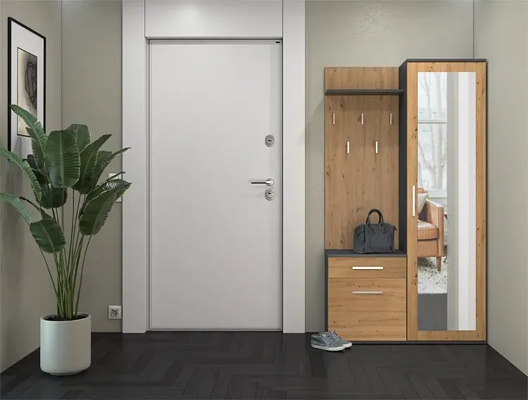 Garderoba Do Przedpokoju Antracyt + Dąb Artisan W7-F18