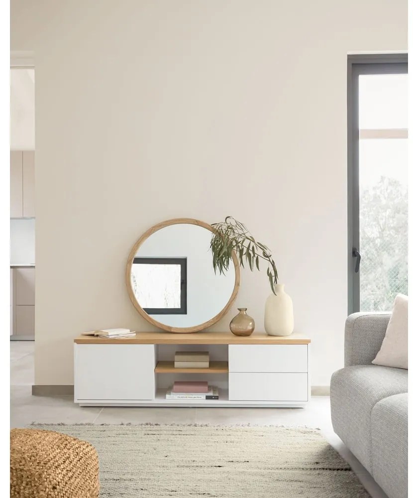 Lustro ścienne z drewnianą ramą ø 80 cm Alum – Kave Home