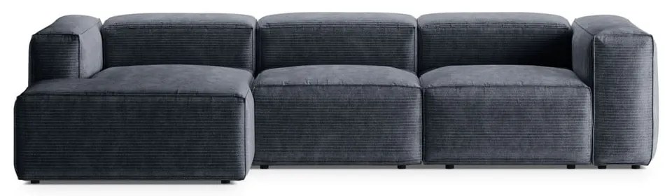 Szaroniebieski sztruksowy narożnik (lewostronny/z szezlongiem) Bergamo – Cosmopolitan Design