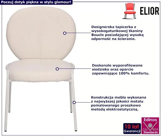 Białe tapicerowane krzesło w stylu boho - Jorda 4X