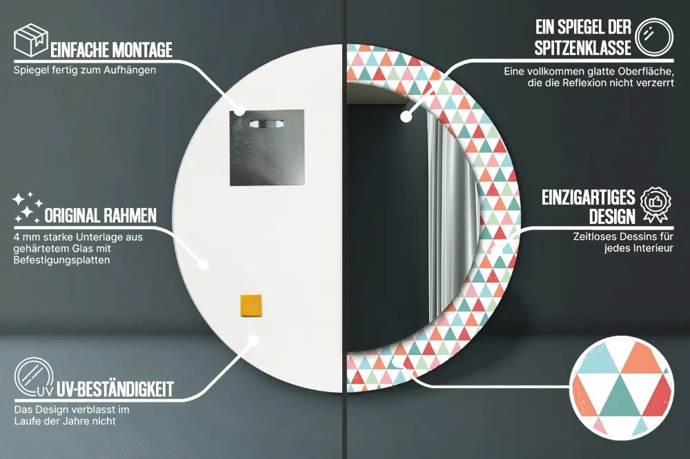 Geometryczny wzór Lustro dekoracyjne okrągłe