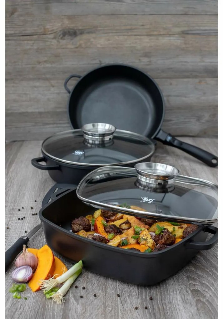 Elo 19628 Brytfanna z pokrywą szklaną i uchwytem aromatycznym Alucast 28 cm, 28 cm