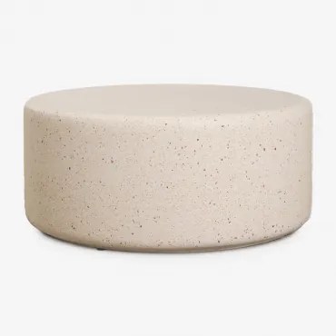 Okrągły Stolik Kawowy Ø90 Cm Z Cementu Elyndra Terrazzo W Kolorze Kremowo-beżowym - Sklum