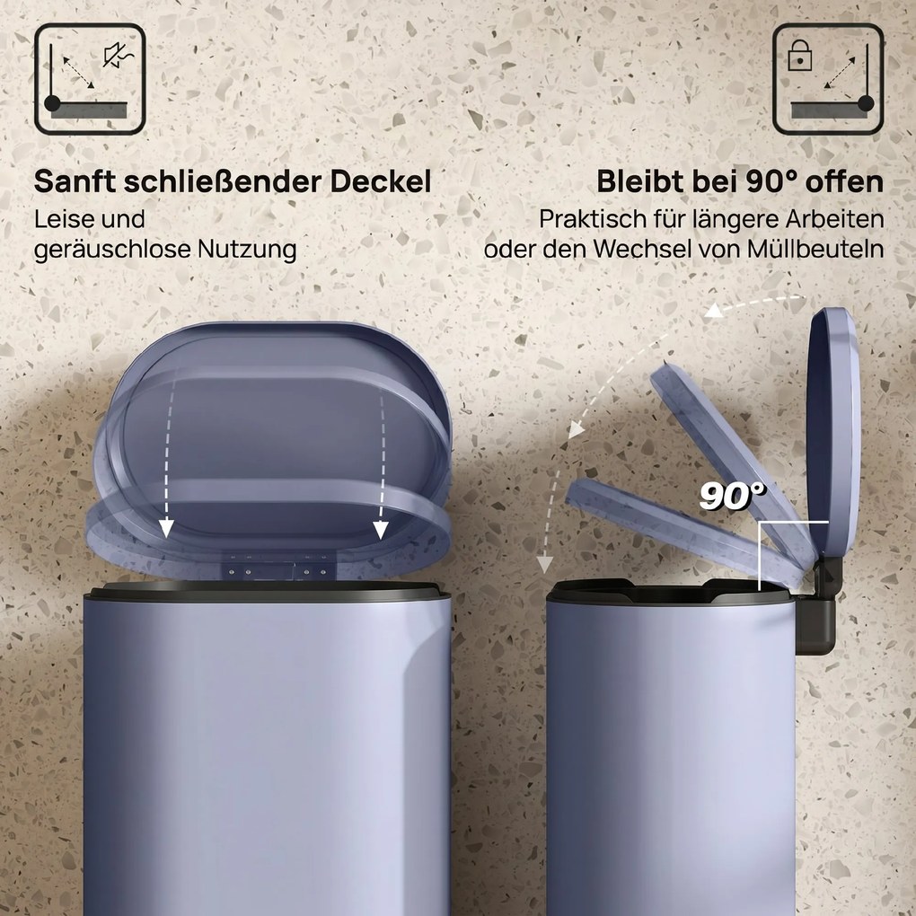 HOMCOM Kosz na śmieci do kuchni 30 l kosz na pedał z pokrywą soft-close, pedał, metalowy, szary, 36,5 X 31 x 61 cm | Aosom PL