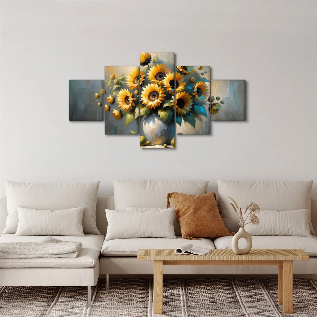 Obraz – Wazon ze słonecznikami (125x70 cm)