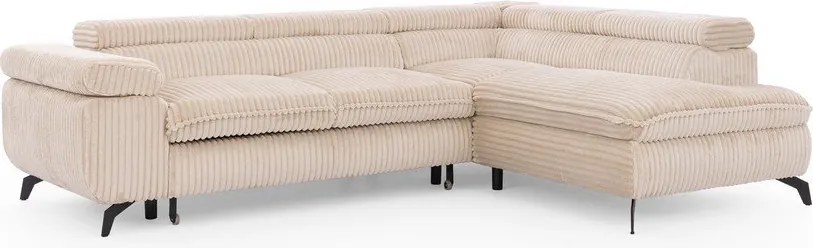 Beżowy sztruksowy narożnik (prawostronny/w kształcie litery L) Marbeya – Ropez