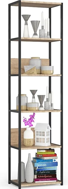 Regał industrialny AKORD metalowy Czarny Dąb Sonoma 50x32x192 cm