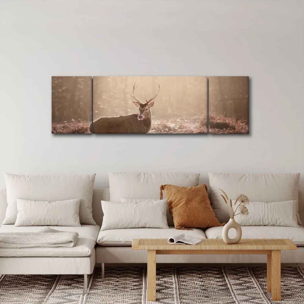 Obraz - Jeleń w lesie (170x50 cm)