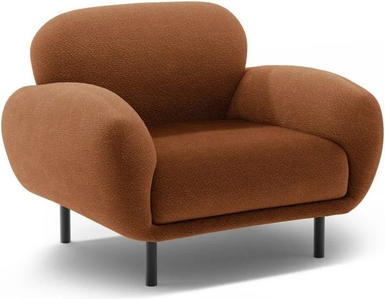 Fotel z materiału bouclé w kolorze terakoty Poppy – Micadoni