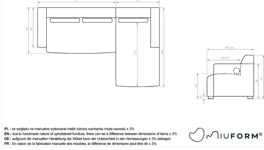 Zielony narożnik (prawostronny) Flex Felix – Miuform
