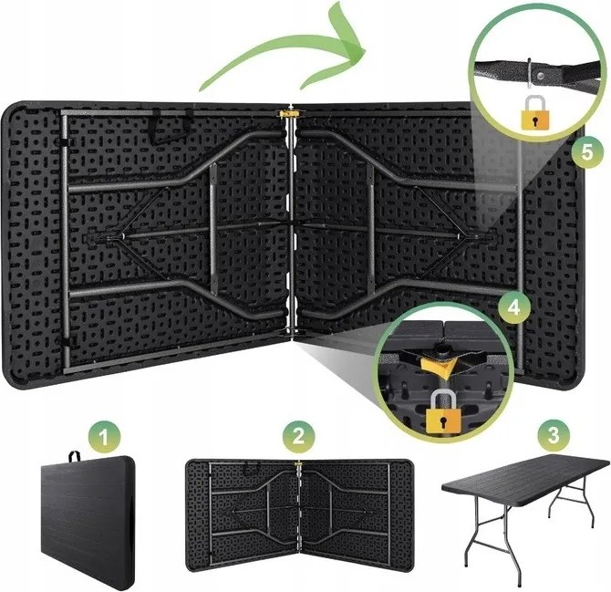 Stół cateringowy CATERON 70x180 cm, brązowy