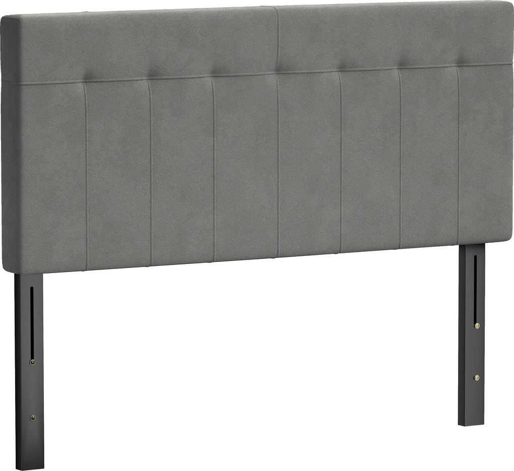 HOMCOM Zagłówek regulacja 3-stopniowa z metalowymi nogami aksamitny styl do sypialni 140x10x106/116/126 cm Szary | Aosom PL