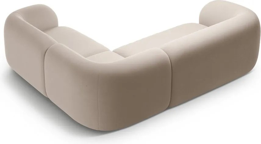 Beżowy aksamitny narożnik (prawostronny/w kształcie litery L) Kate – Micadoni