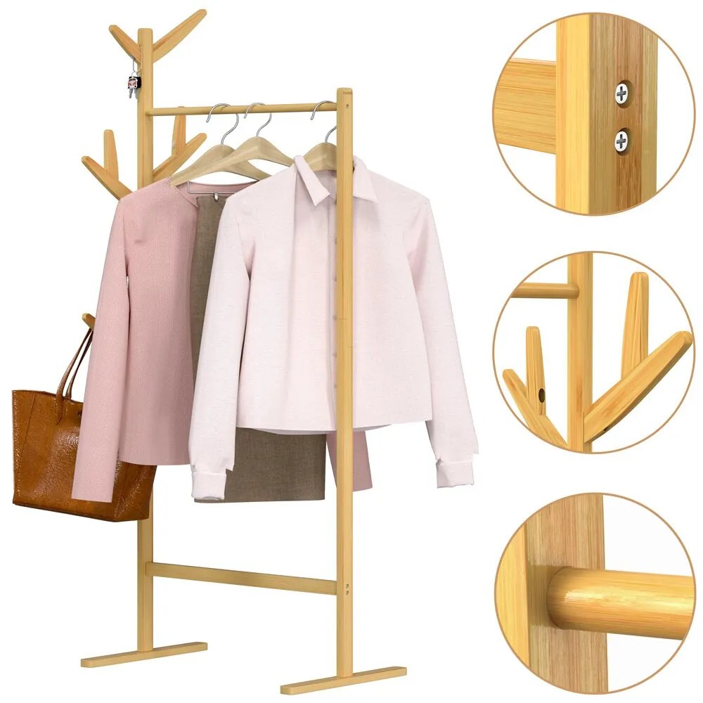 Stojak na ubrania RADO, 66x40x163,3cm, brąz Casaria