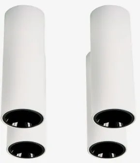 Pack 4 Okrągłych Sufitowych Opraw Led O Średnicy Ø7,2 Cm Z Aluminium Luisiana Biała Ciepła 2700 K & Biały - Czarny & 23º & 11 W - Sklum